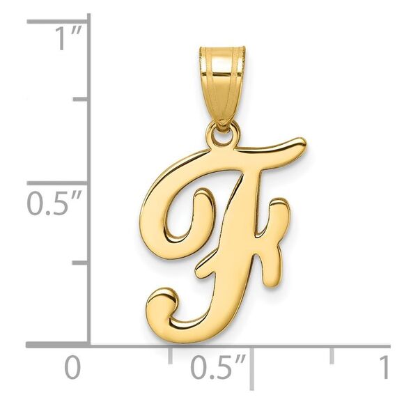Kazi Luxury 14k Yellow Gold Script Letter F Initial Pendant - Picture 4 of 4